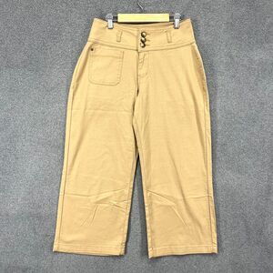 Flamingo Pants Womens‎ Medium Tan Khaki Wide Leg Crop Mid Rise